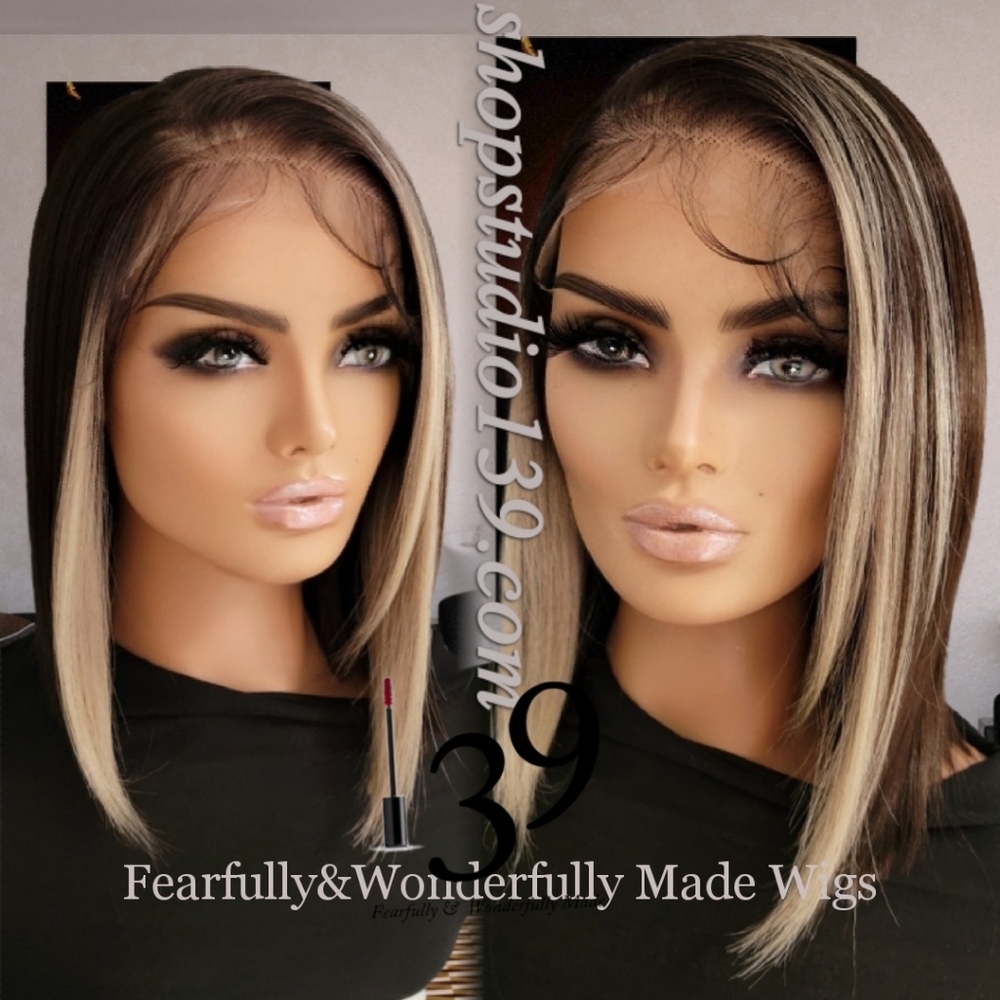 Human hair freepart HD lace front wig with highlights